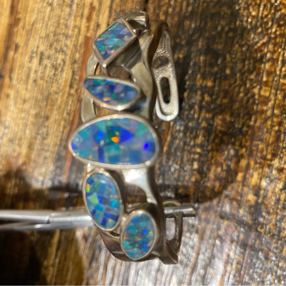 SIGNED WHITNEY KELLY 925 SS OPAL CUFF BRACELET